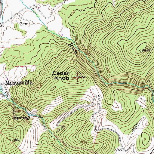 Topographic Map of Cedar Knob, WV