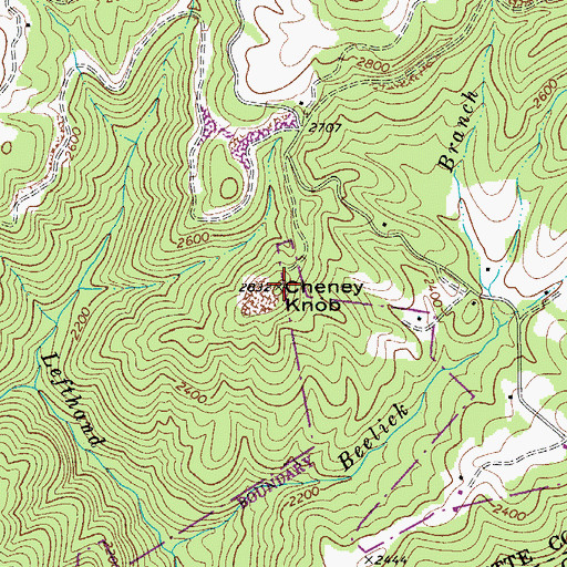 Topographic Map of Cheney Knob, WV