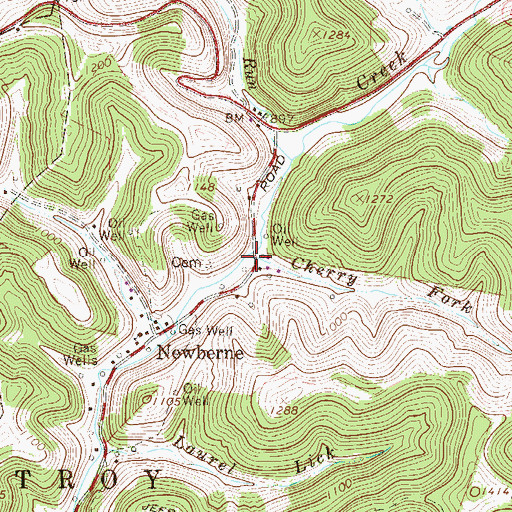 Topographic Map of Cherry Fork, WV