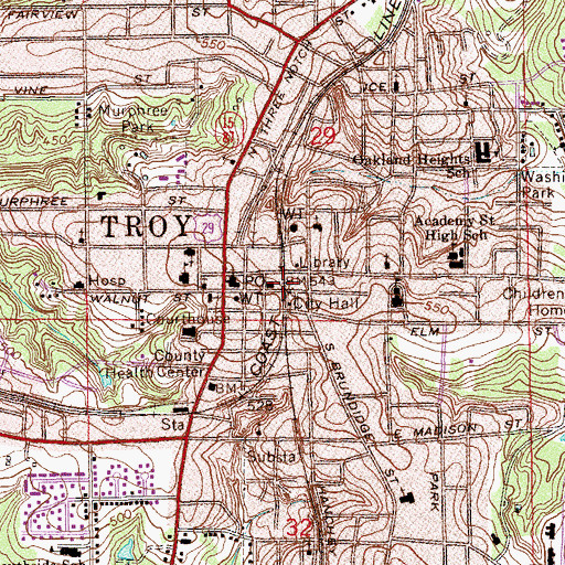 Topographic Map of Troy, AL
