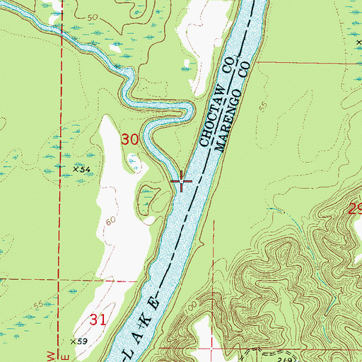 Topographic Map of Tuckabum Creek, AL