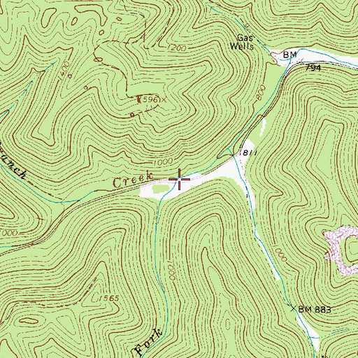 Topographic Map of Chrisley Fork, WV