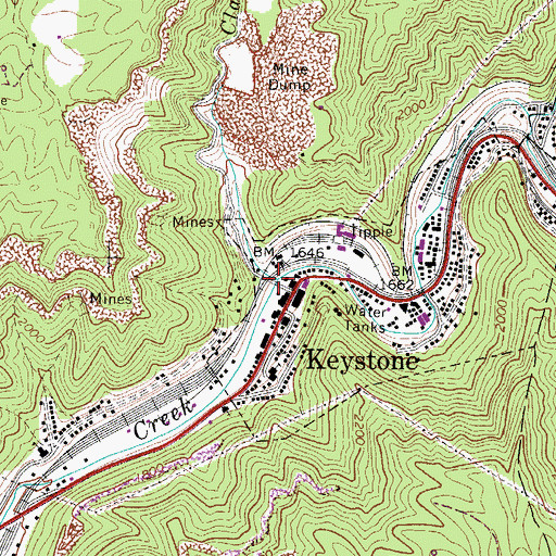 Topographic Map of Clark Branch, WV