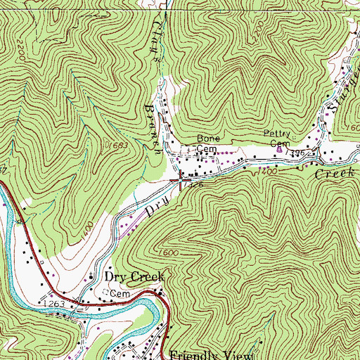 Topographic Map of Clays Branch, WV