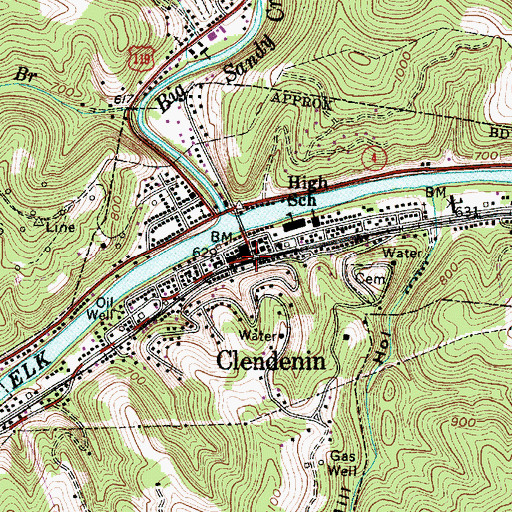 Topographic Map of Clendenin, WV
