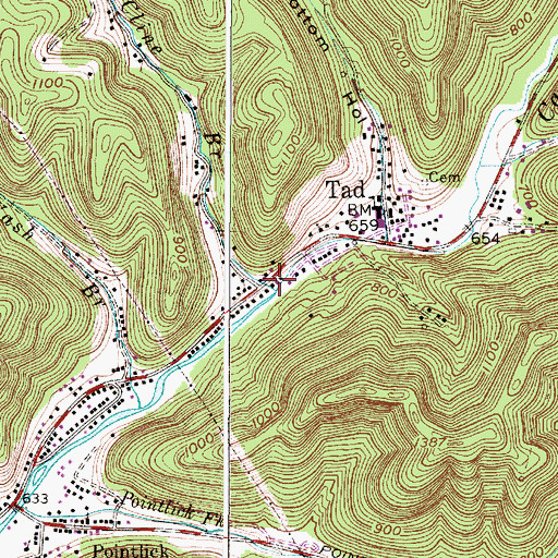 Topographic Map of Cline Branch, WV