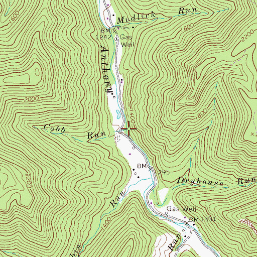 Topographic Map of Cobb Run, WV