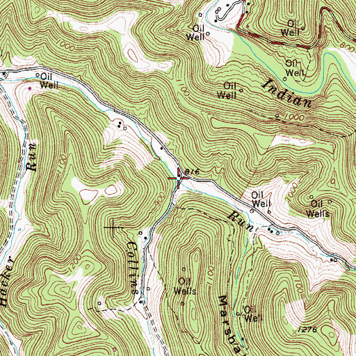 Topographic Map of Collins Run, WV