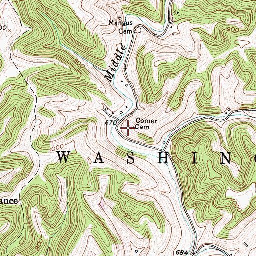 Topographic Map of Comer Cemetery, WV