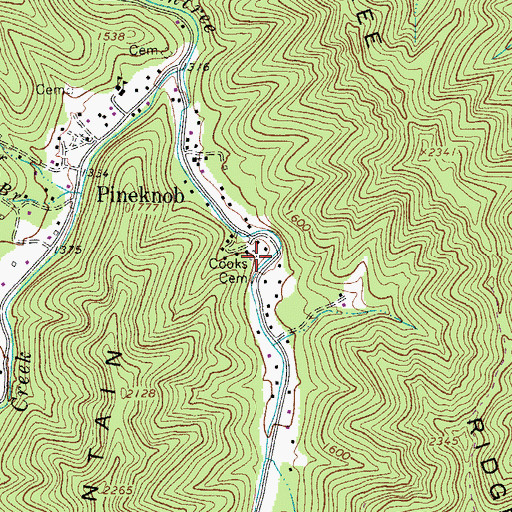 Topographic Map of Cooks Cemetery, WV