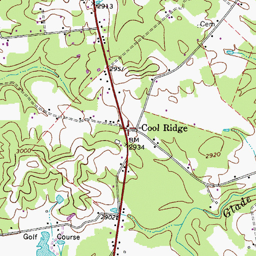 Topographic Map of Cool Ridge, WV