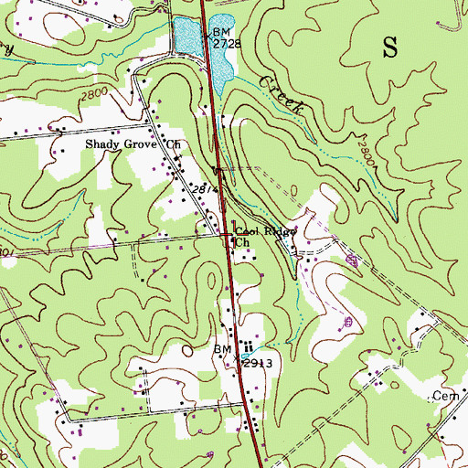 Topographic Map of Cool Ridge Church, WV