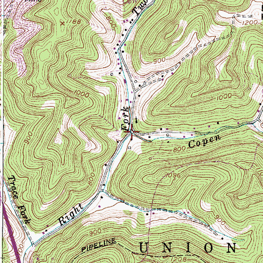 Topographic Map of Copen Branch, WV