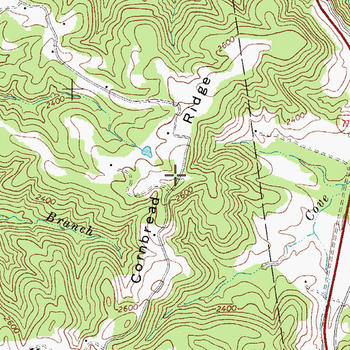 Topographic Map of Cornbread Ridge, WV