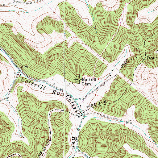 Topographic Map of Cottrill Cemetery, WV