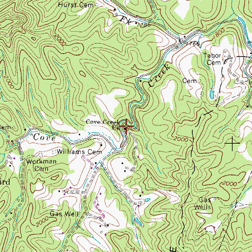 Topographic Map of Cove Creek Church, WV