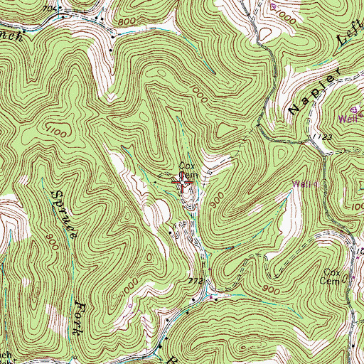 Topographic Map of Cox Cemetery, WV