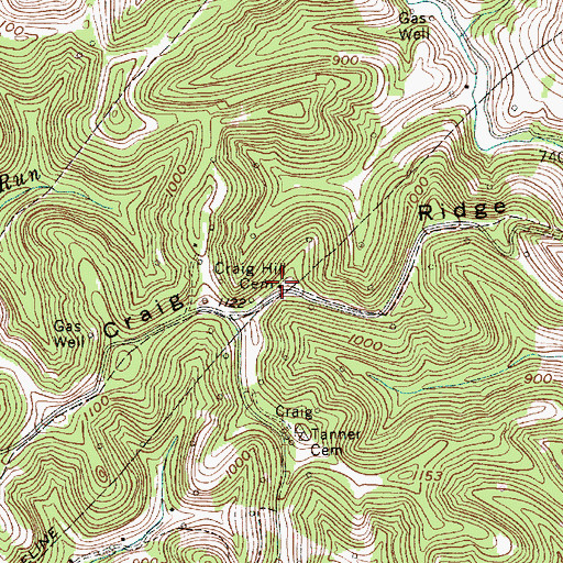 Topographic Map of Craig Hill Cemetery, WV