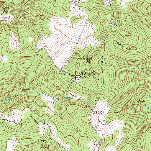 Topographic Map of Crites Mountain School (historical), WV