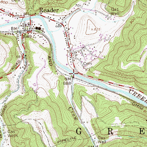 Topographic Map of Crow Run, WV