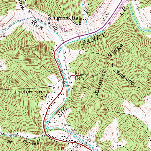 Topographic Map of Cummings Cemetery, WV