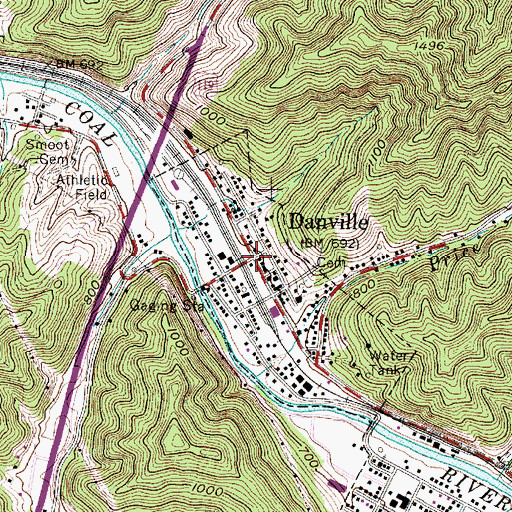 Topographic Map of Danville, WV