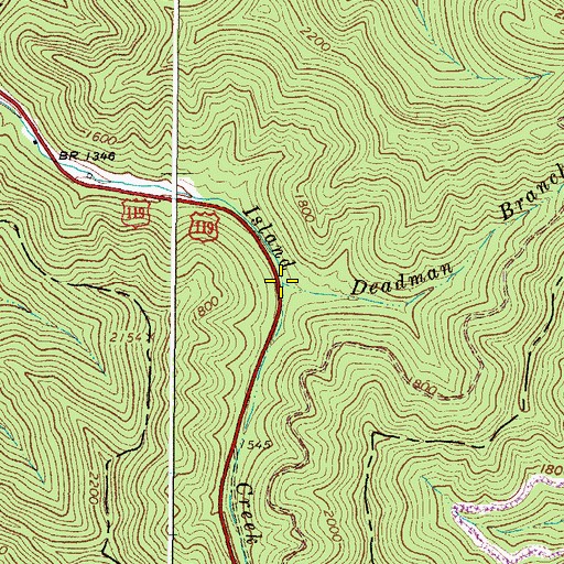 Topographic Map of Deadman Branch, WV