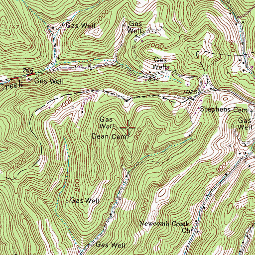 Topographic Map of Dean Cemetery, WV