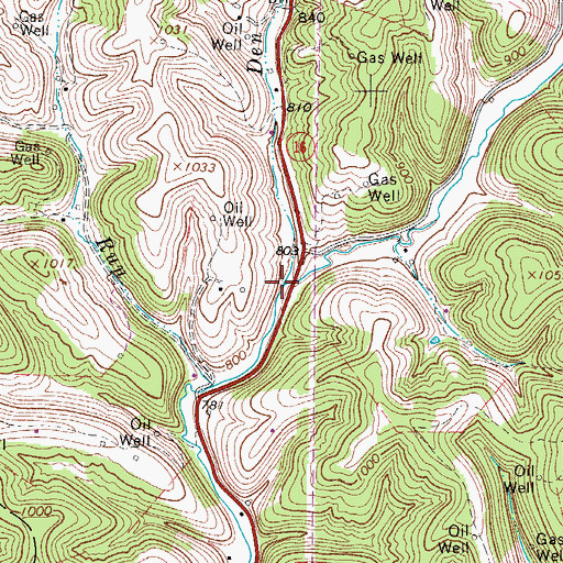 Topographic Map of Den Run, WV