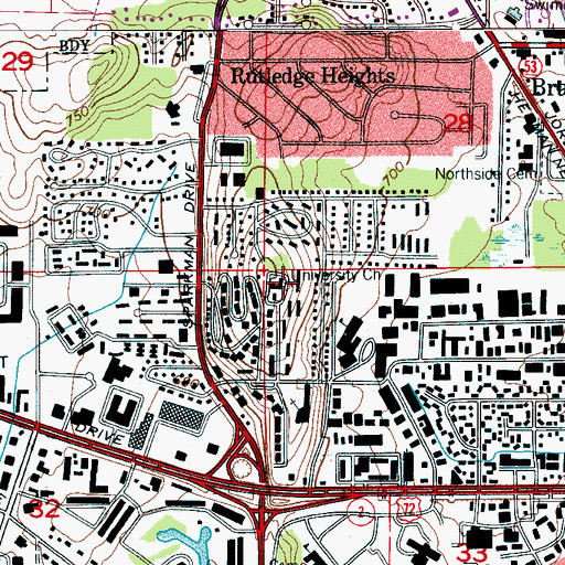 Topographic Map of University United Methodist Church, AL