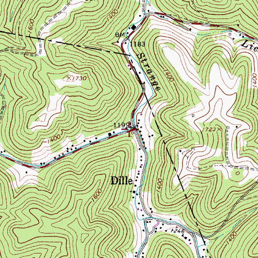 Topographic Map of Dille, WV