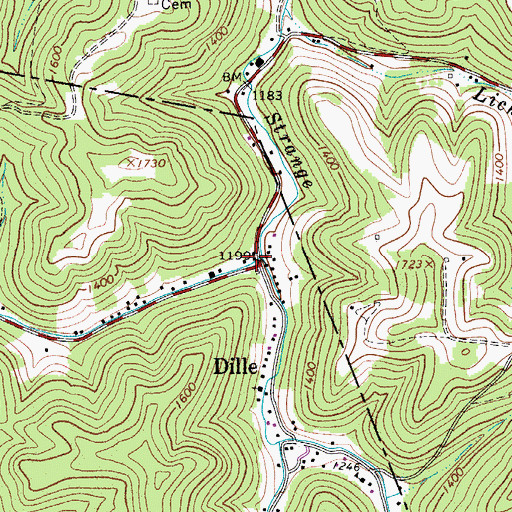 Topographic Map of Dille Run, WV