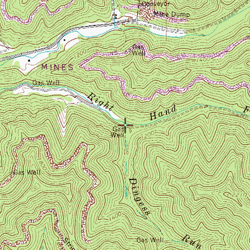 Topographic Map of Dingess Run, WV