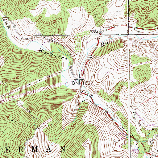 Topographic Map of Dog Run, WV