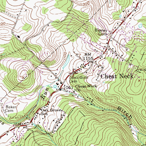 Topographic Map of Donaldson Cemetery, WV