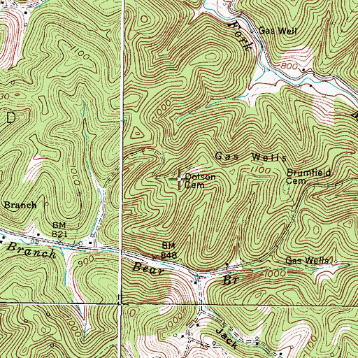 Topographic Map of Dotson Cemetery, WV