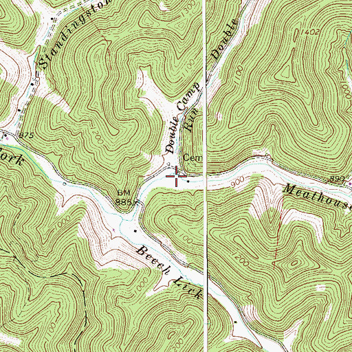 Topographic Map of Double Camp Run, WV