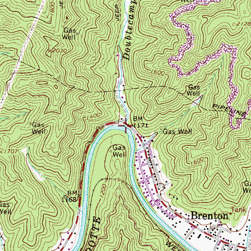 Topographic Map of Doublecamp Branch, WV