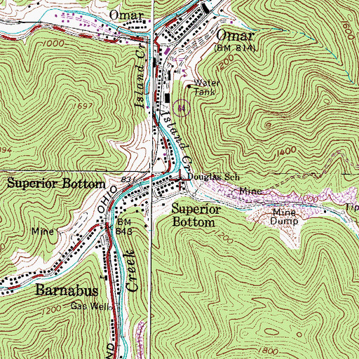 Topographic Map of Douglas School (historical), WV