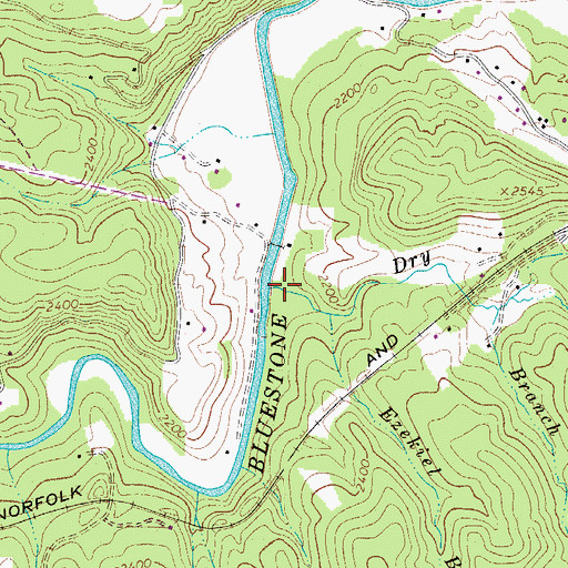 Topographic Map of Dry Branch, WV