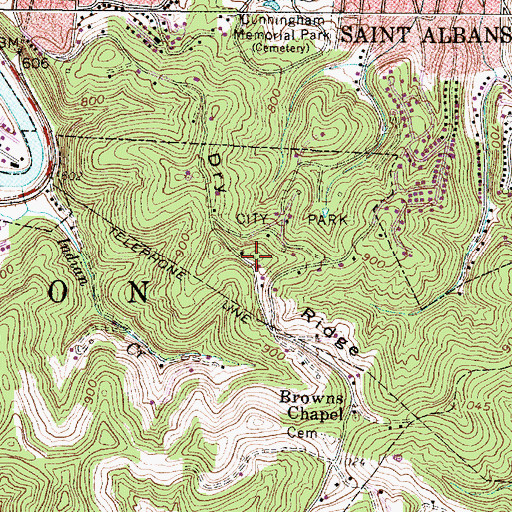 Topographic Map of Dry Ridge, WV