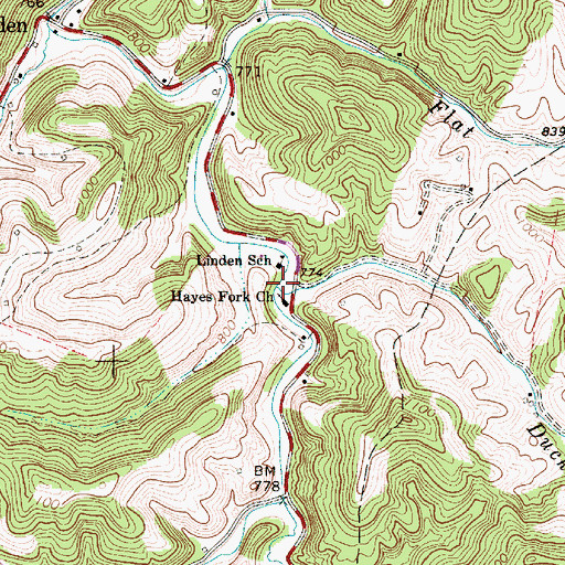 Topographic Map of Duck Run, WV