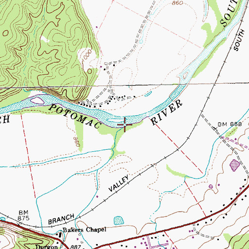 Topographic Map of Durgon Creek, WV