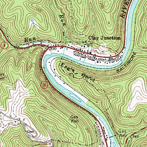 Topographic Map of Eagle Bend, WV