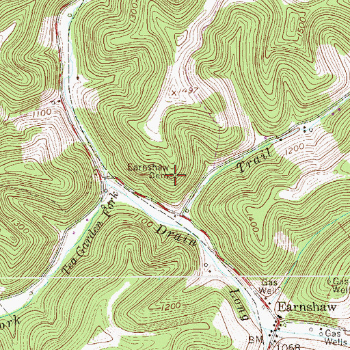 Topographic Map of Earnshaw Cemetery, WV
