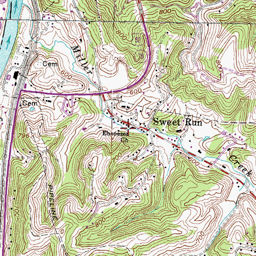 Topographic Map of Ebenzer Church, WV