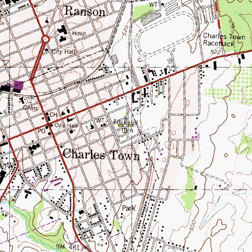 Topographic Map of Edge Hill Cemetery, WV
