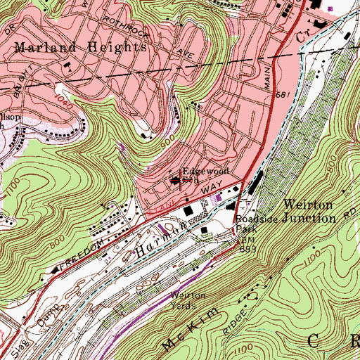 Topographic Map of Edgewood Primary School (historical), WV