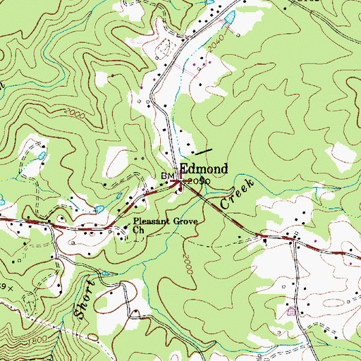 Topographic Map of Edmond, WV