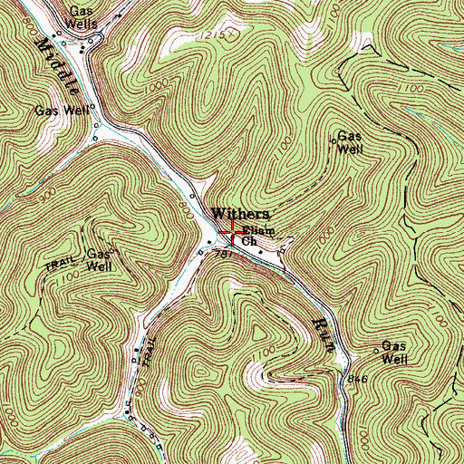 Topographic Map of Eliam Church, WV